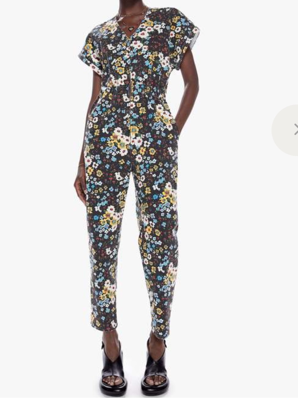 Mother Denim Cinched Jumpsuit Pushing Daises Medium $398